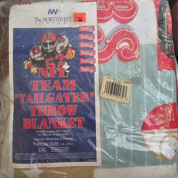 NEW Sealed Vintage Northwest Company NFL 49ers Tailgaters Throw Blanket 45x66 - Picture 1 of 2